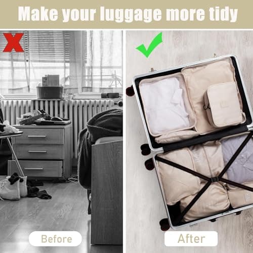 packing cubes for suitcases 9 PCS Packing Cubes compression（Beige） — view 5