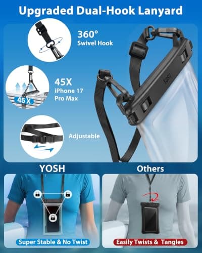 YOSH Crossbody Waterproof Phone Pouch, 2 Pack Waterproof Phone Case, 7.5" — view 4