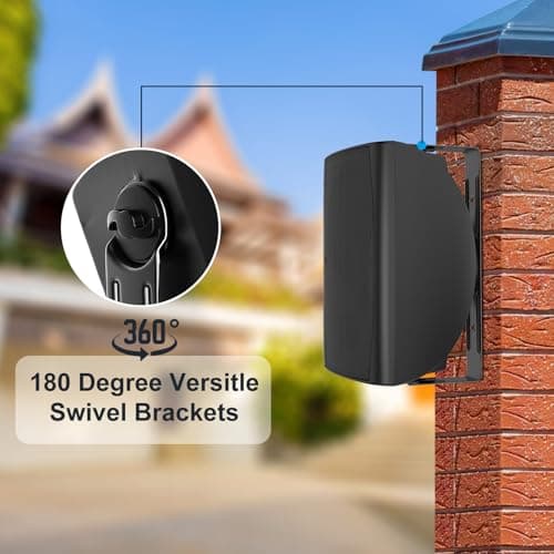 STUDIOFINIX 6.5 Inch 400W Outdoor Bluetooth Speakers Waterproof Wired, Wall Mount Speakers All-Weather Durability for Patio, Covered, Deck, Porch, Pool(Pair, Black) — view 5