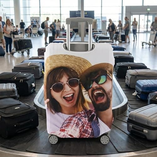 Personalized Suitcase Covers for Luggage, Custom Photo Luggage Covers for Suitcases, Double-Sided Customized Design, Elastic & Washable Travel Suitcase Cover (Large) — view 3