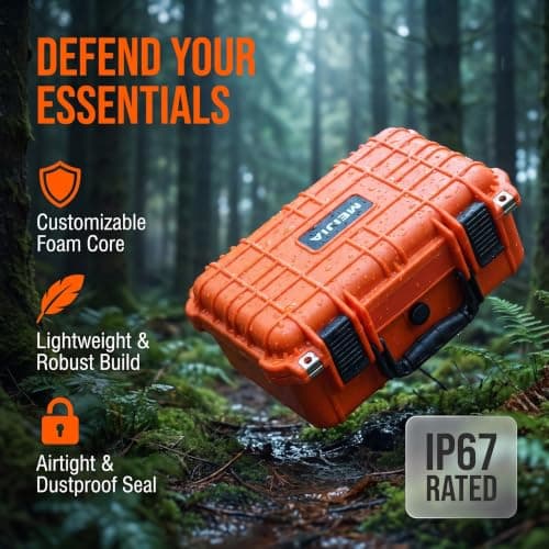 MEIJIA All Weather IP67 Waterproof Hard Protective Case, Hard Camera Case with Customizable Foam, Perfectly Protection of Camera, Drones, Pistols, Equipments,13.35 x11.63x5.98inches(Orange) — view 4