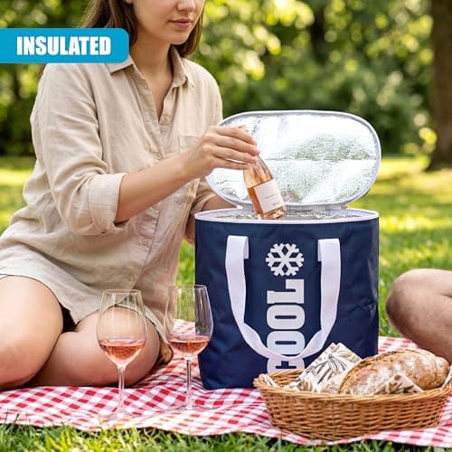 GEEZY Insulated Cool Bag 24 Litre - Keep Food Fresh & Chilled, Foldable Design, Thermal Aluminium Foil Lining, Double Puller Zipper - Great for Family Beach Trips, Picnic, Camping, Grocery Shopping — view 2