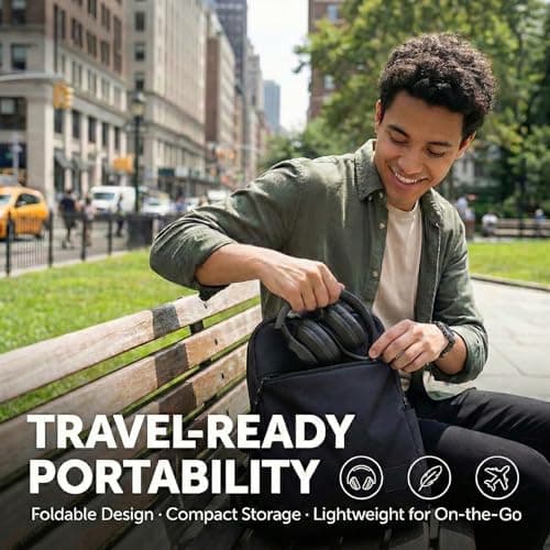 Zollexa Wired Over-Ear Headphones, Mic, 3.5mm Jack, USB-C Adapter, Black — view 6