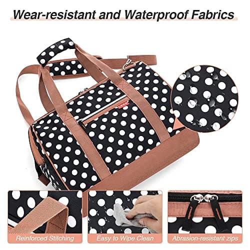 Lekesky Weekend Overnight Bags for Women - 33l Travel Holdall Bag for Airlines with Shoes Compartment (White Dot,42 * 33 * 24cm) — view 5