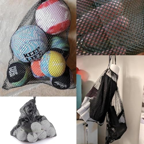 2 PCS Large Mesh Drawstring Bag, Black Nylon Net Bags, MeshStuff Sack Storage Bags, Lightweight Mesh Swimming Bag, for Swimming Beach Pool Sand Toys Equipment Travel and Sports — view 5