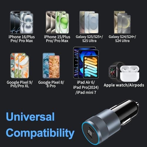 5 Pack USB C Car Charger Adapter, Aymla 60W Dual PD 3.0 Auto Cigarette Lighter Car Plug 2 Ports Type-C Fast Charging for iPhone 16 Pro Max/15 Plus, Samsung Galaxy S25 Ultra, Google Pixel 9, iPad — view 4