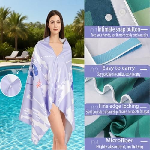 Beach Towels For Adults Large 36 x 80in Reddish Brown Girl Lightweight Microfibre Beach Towel Simplicity With Portable Pouch, Sand Free Absorbent Quick Dry for Pool, Gym, Travel Summer SYL7 E-S — view 4