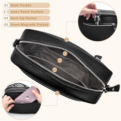BROTOU Crossbody Bag for Women, Leather Handbag & Shoulder Bag with Adjustable Wide Strap, Chain Strap & 3-Slot Card Holder, Camera Cross Body Bag for Lady Girl Shopping Daily Use — view 4