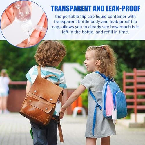 HuaaxtLang 5PCS Hand Sanitiser with Clip,50ml Travel Bottles for Toiletries,Portable Plastic Leakproof Squeeze Bottles Kits with Flip Cap for Home Office Outdoor — view 4
