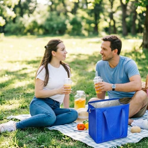 Nkmifeg Insulated Shopping Bags for Food with Leakproof Zipper Seal 2 Pack — view 2
