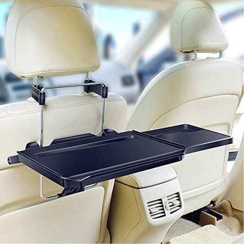 Xergur 2 in 1 Car Steering Wheel Tray/Back Seat Headrest Tray for Eating Food Drink and Writing Laptop Work, Black Car Desk — view 2