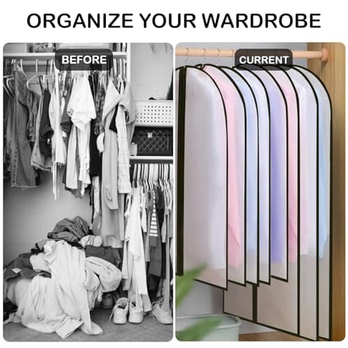 Dress Bags Covers long,2 PCS Dress Covers Garment bags Full Length,Garment Covers Translucent with Zip Waterproof Dustproof Long Dress Bags Covers for Long Dress Shirts Suits Jackets Coats Storage — view 4