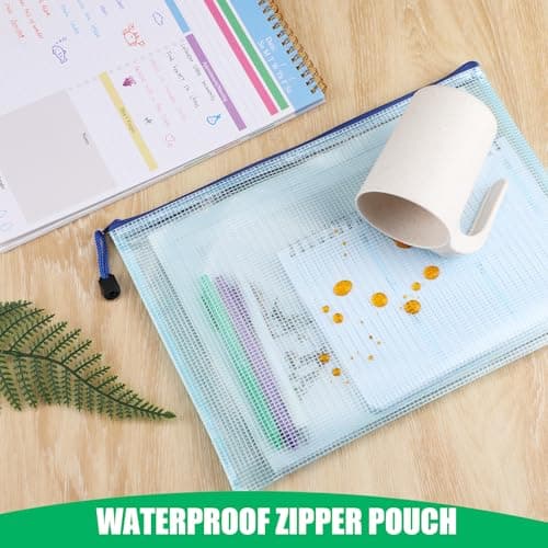 A4 Plastic Wallets, 5 Pack Zip Lock Bags Mesh Document Wallet File Folders — view 4
