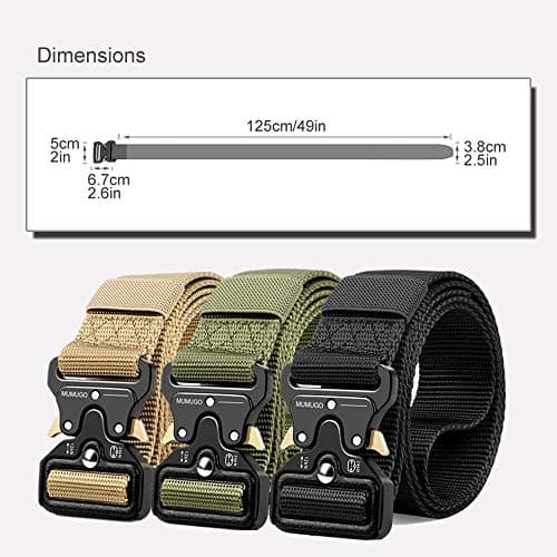 Bansga Men Tactical Belt, Military Style Quick Release Nylon Belt, Gift with Hook (Black) — view 3
