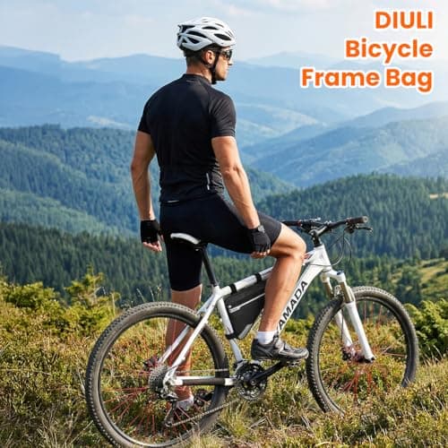 DiULi Waterproof Bike Frame Bag with Reflective Strip, Large Capacity 29x20x5cm Bicycle Triangle Bag with Rear Mesh Pocket, Cycling Frame Storage Pouch for Mountain Road Bike - Black — view 6