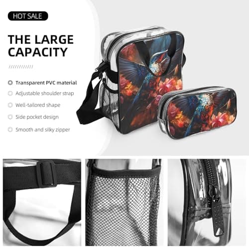 WZYCWB Hummingbird Patterned backpack set (lunch bag and pencil case) | Perfect for school, work, business trips, and travel. — view 5