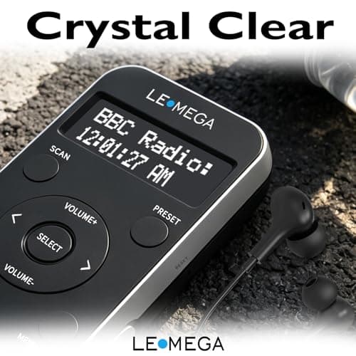 LEMEGA PR1L Pocket DAB FM Radio,Rechargeable,Earphones,Black/Silver — view 5