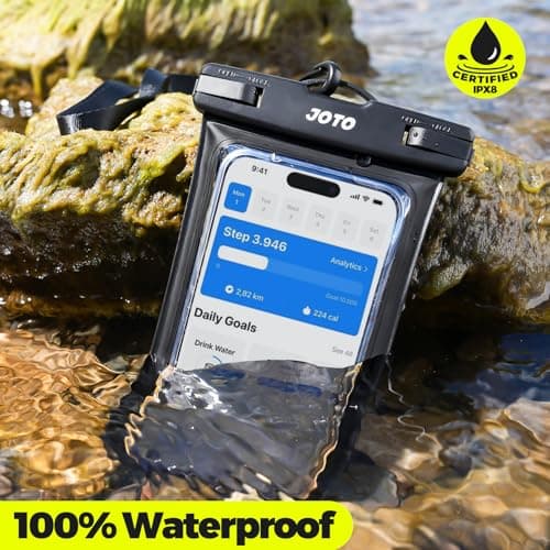 JOTO 2 Pack Waterproof Phone Pouch Cellphone Dry Bag Case for iPhone 17 Air 16 15 14 13 12 Pro Plus Max XR X 8 7 6S SE, Galaxy S23 S22 S22+ S21 up to 7" -Black — view 2