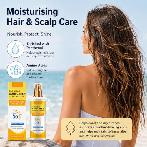 Scalp & Hair Sunscreen Spray SPF 30+,Non-Greasy Scalp Sunscreen, Sun Protection for Hairs,Lightweight UV Hair Protector Spray, Sun Cream Perfect for Beach, Hiking & Outdoor Sport,100ml — view 5