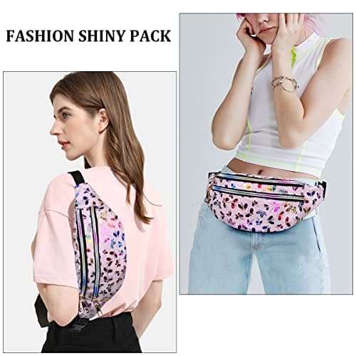Flintronic Women's Bum Bag Fashion Waterproof Bum Bag Women Belt Bag Compartments with 3 Compartments Adjustable Strap Waist Bag for Sports Travel Hiking Outdoor Travel, #3 Pink, Standard Size — view 5