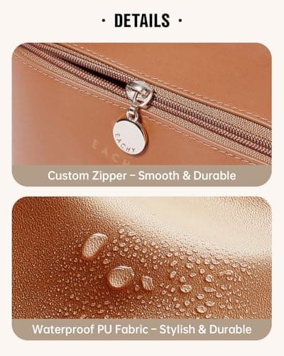 EACHY Makeup Bag,Large Capacity Toiletry Bag for Women,Waterproof Portable Cosmetic Bag Makeup Pouch with Clear Divider and Handle — view 5
