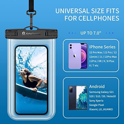 SYNCWIRE Pack of 2 Waterproof Smartphone Case IPX8 Touch Sensitive Waterproof Portable Pouch for iPhone 13 Pro Max 12 Mini 11 XR 8 Plus 7 SE 2020, Huawei Sumsung etc. — view 5