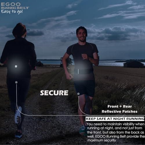 EGOO - Water Resistant Running Belt with Adjustable Elastic Strap, Lightweight Large Capacity Sports Waistpack with Dual Pockets for Running, Workout, Walking, Biking, Travel & Outdoor Activities — view 5