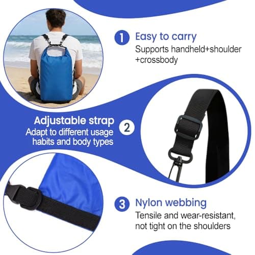 20L Waterproof Dry Bag, River Tracing Swimming Dry Sack with Roll Top Closure, Floating Bucket Bag for Kayaking Outdoor Camping Beach Hiking — view 5
