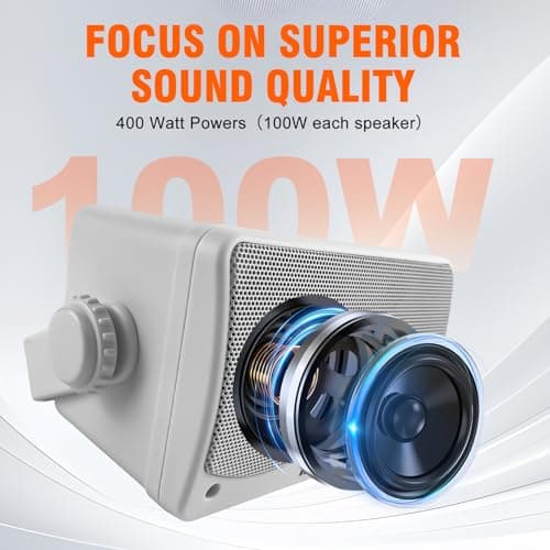 Herdio 3.5 Inch 400 Watts Bluetooth Outdoor Speakers Wired Waterproof Powerful Bass Wall Mount Speakers for Home Patio Garden Porch Indoor Deck,4-Pack White — view 3