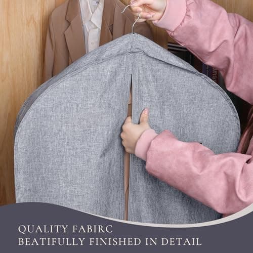 Univivi Premium Suit Bag for Hanging Clothes 43in Suit Cover 1 Pack Grey — view 4