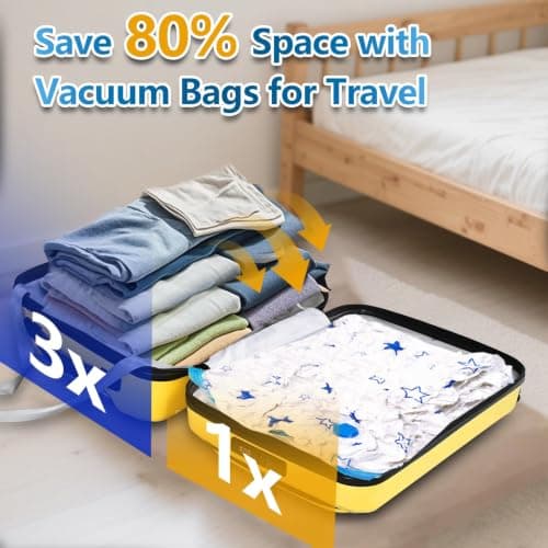 UOUNE Vacuum Storage Bags, 6-Pack (2 Jumbo, 2 Large, 2 Medium) Reusable Space Saver Bags Vacuum Compression Zipper Storage Bags with Airtight Valve and Hand Pump,Work with Vacuum Cleaner — view 6