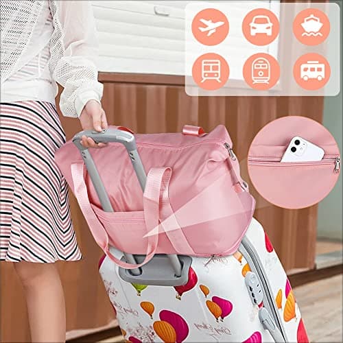 Weekend Bag for Women Overnight & Carry On Holdall Travel Bag - Waterproof Weekender Tote Expandable for Vacation, Gym, Sports, Shopping (36L Pink) — view 3