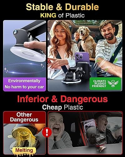 VANMASS High-end Max Upgrade Car Phone Holder【Large Phone & Thick Case Friendly】 Super Suction Mobile Automobile Cradle Van Dashboard Windscreen Vent Mount for iPhone 17 Pro Max 16 15 14 13 Samsung — view 4