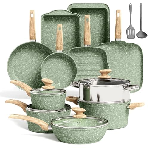 Kitchen Academy 17Pcs Pots and Pans Set Non Stick, Induction Hob Pan Set