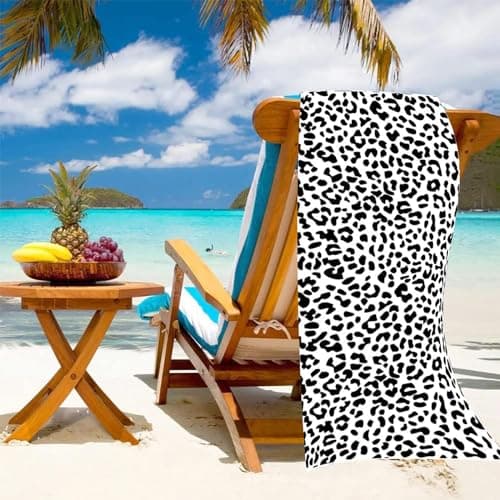 Large Thin Microfibre Beach Towel with Bag for Adult Men Women,160x90cm Leopard Beach Towels Quick Dry Sand Free Lightweight Swim Bath Towel for Travel,Swimming,Pool,Holiday,Camping,Yoga,Gym Sports — view 5