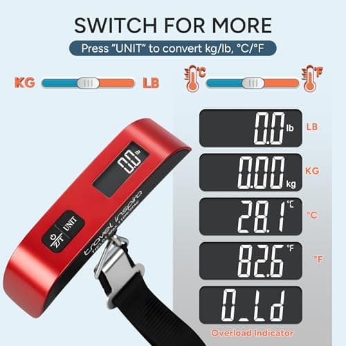 travel inspira Luggage Scale, Portable Suitcase, Weighing Scales (Red) — view 3