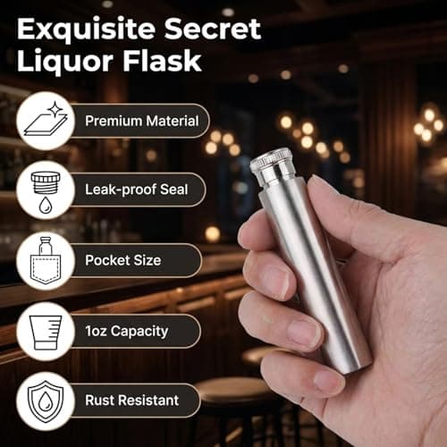 1oz Mini Hip Flask, Stainless Steel Pocket Alcohol Flask, Leakproof Polished Small Whiskey Flask for Men Women, Portable Travel Flask for Camping Party Gift — view 3