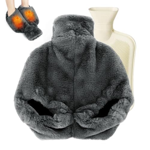 Foot Warmer,2L Heated Feet Warmer with Removeable & Washable Plush Cover Warm in Winter for Feet Pain Relief,Women and Men,Non Electric Heated Foot Warmers for Home,Office,Size 35 to 45 (with Heel)