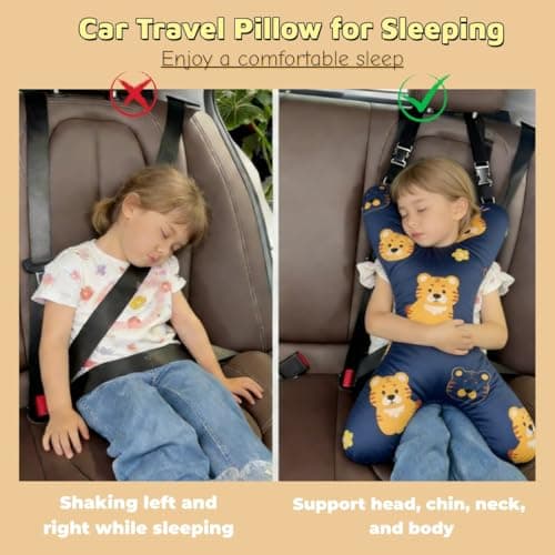 XINGYAOGJ X-Shaped Car Seat Pillow Head Neck Support Travel Pillow for Kid Adult Soft Comfortable Car Sleeping Headrest Cushion Adjustable Seat Belt Travel Cushion for Long Journey Airplane — view 4