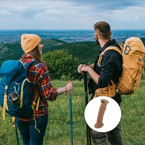 SHINEOFI Universal Cork Handle Grip for Ski Pole and Trekking Pole, Wear-resistant Comfortable Grip for Hiking and Outdoor Activities, Lightweight Brown Walking Stick Handle — view 5