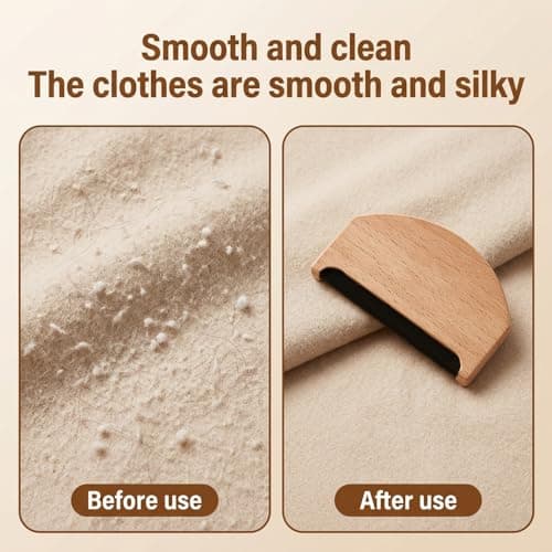 2 Pcs Cashmere Comb Set – 1 Beech Wood Shaver & 1 Solid Wood Lint Remover, Manual Sweater Shaver for Wool, Cashmere, Knitwear, Scarves – Portable De-Pilling Tool for Bobbles & Pilling — view 4