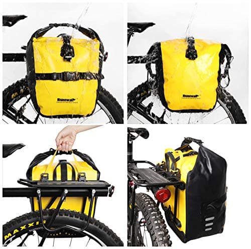 Rhinowalk Bike Bag Waterproof Bicycle Pannier Rear Seat Bag for Cycling Bicycling Traveling Riding, Yellow — view 4