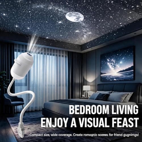 2 in 1 USB Powered 5D Holographic Night Light Projector,HD Dynamic Galaxy Star Lamp with 3 6 12 24 Projection Slides,360 Adjustable Decor Light for Kids Bedroom Travel Gift — view 2