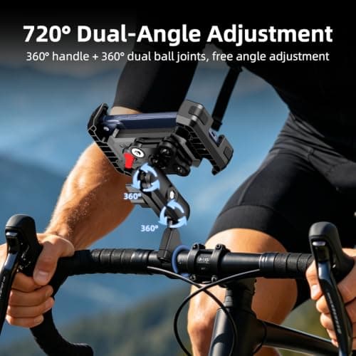 BRDRC Motorcycle & Bike Phone Mount‑720° Rotatable Metal Extension Arm, Anti‑Theft Universal Handlebar Holder, Dual Vibration Dampening, Compatible with iPhone 17/16/15 & 4.8‑7.5" Smartphones — view 3