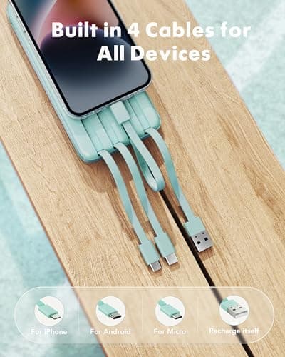 Charmast Power Bank with Built in Cables X 4, 10000mAh Portable Charger — view 2