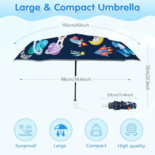 Decalsweet Kids Folding Umbrella,Windproof Automatic UV Umbrella Astronaut — view 5
