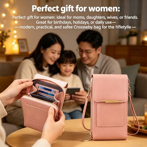 Tencipeda Touchscreen Phone Crossbody Bag, Anti Theft Leather Purse for Women, Compact Touchscreen Crossbody Wallet (Green,Shape A) — view 4