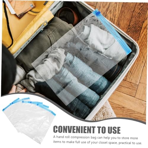 ULTECHNOVO 5 Pack Hand Roll Vacuum Compression Bags for Clothes and Bedding, Space Saver Bags with Good Sealing, Sturdy Pa/pe Storage for Travel and Closet Organising — view 3