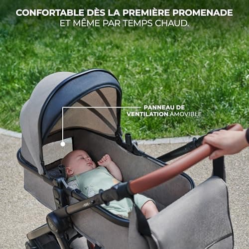 Kinderkraft ESME 3-in-1 Travel System with Mink PRO I-Size Car Seat, Grey — view 6