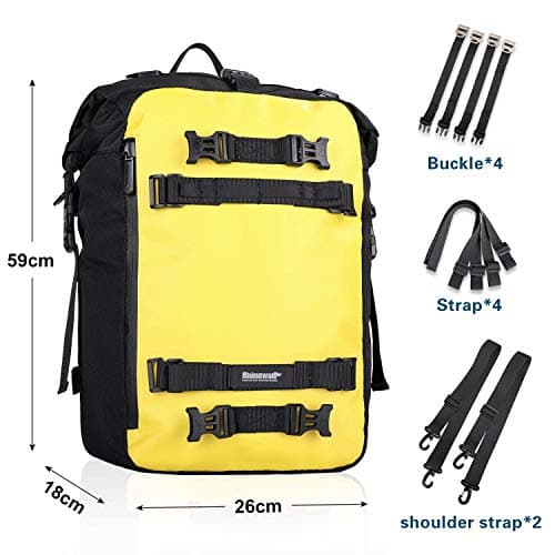 Rhinowalk Motor Pannier Bag 10/20/30L Multifunctional Waterproof Rear Rack Trunk Motorcycle Seat Bag, Yellow 20L — view 3